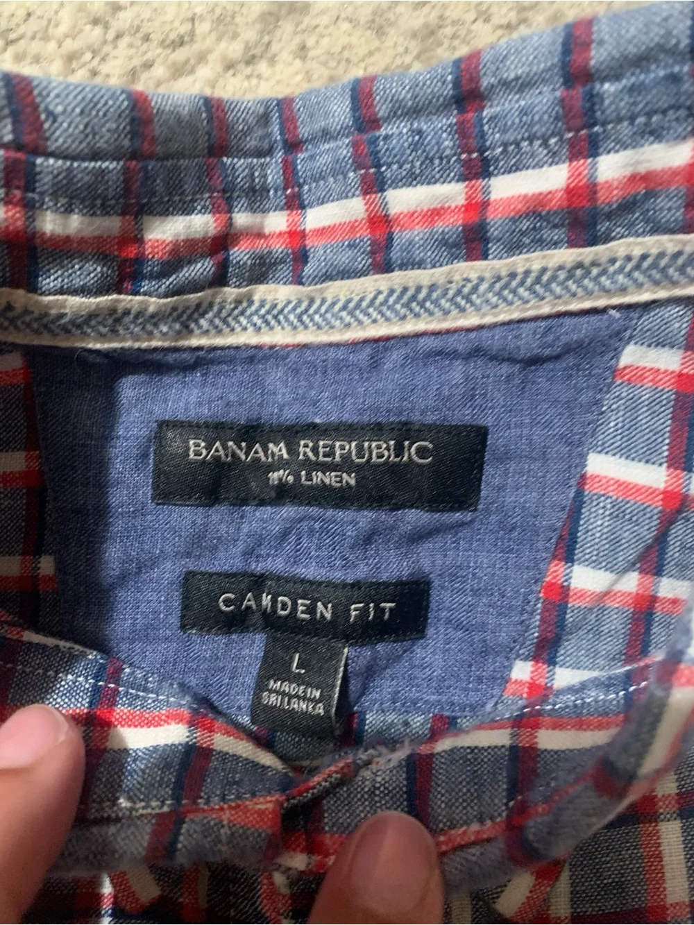 Banana Republic Short-Sleeve Plaid Button-Down Shirt - Blue & Red